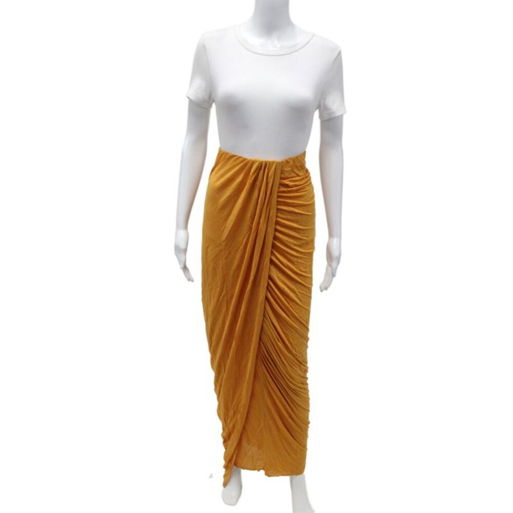 Yigal Azrouel Women Bohemian Maxi Skirt Yellow Rayon Size 1